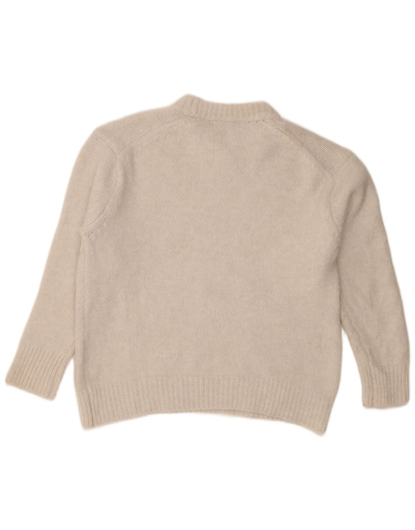 Zara Pull surdimensionné à col rond pour femme UK 14 Polyester blanc moyen