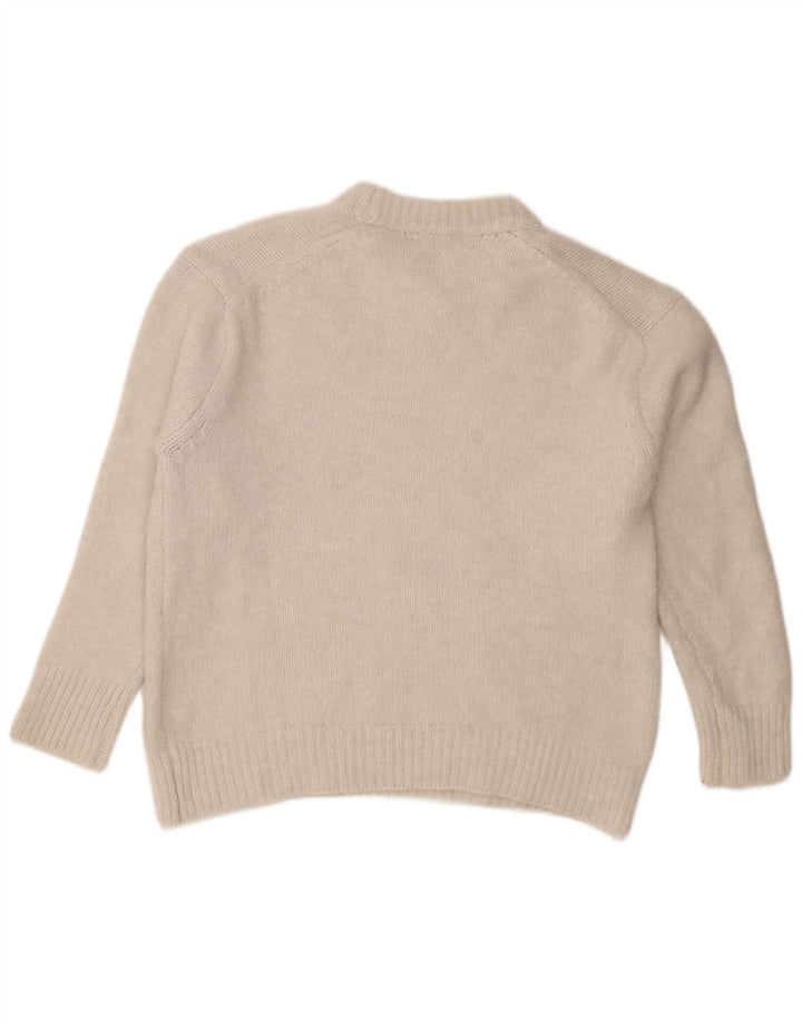 Zara Pull surdimensionné à col rond pour femme UK 14 Polyester blanc moyen