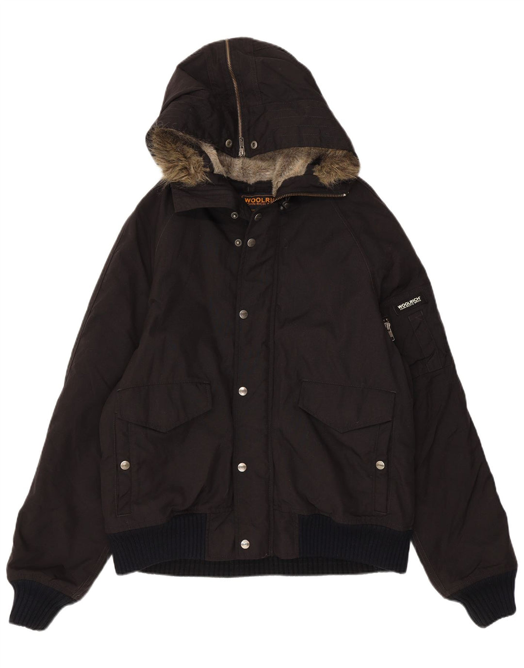Woolrich Veste Bomber à Capuche Homme UK 40 Large Noir Nylon
