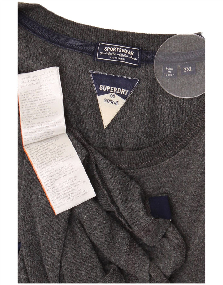 SUPERDRY T-Shirt Graphique Homme Top 3XL Gris Coton