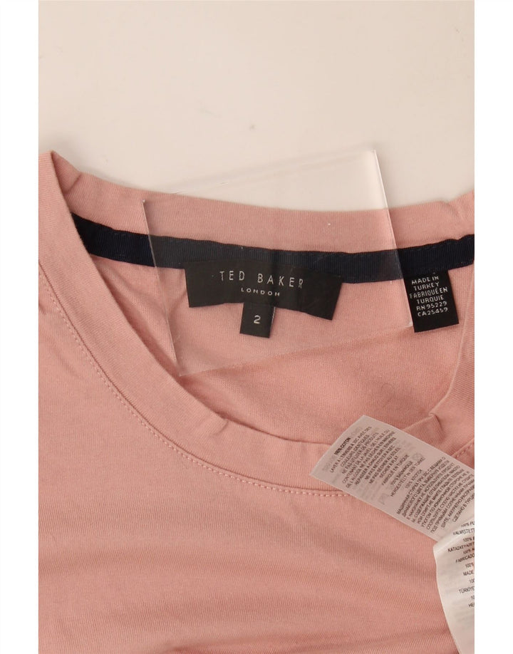 TED BAKER Mens T-Shirt Top Size 2 Small Pink Cotton