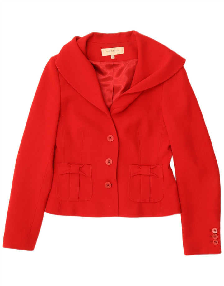 Karen Millen Veste Blazer 3 Boutons Femme UK 12 Laine Rouge Moyen