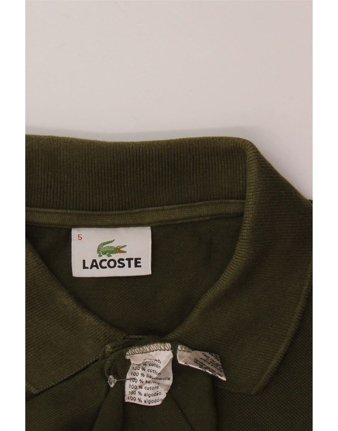 LACOSTE Polo Homme Taille 5 Grand Coton Kaki