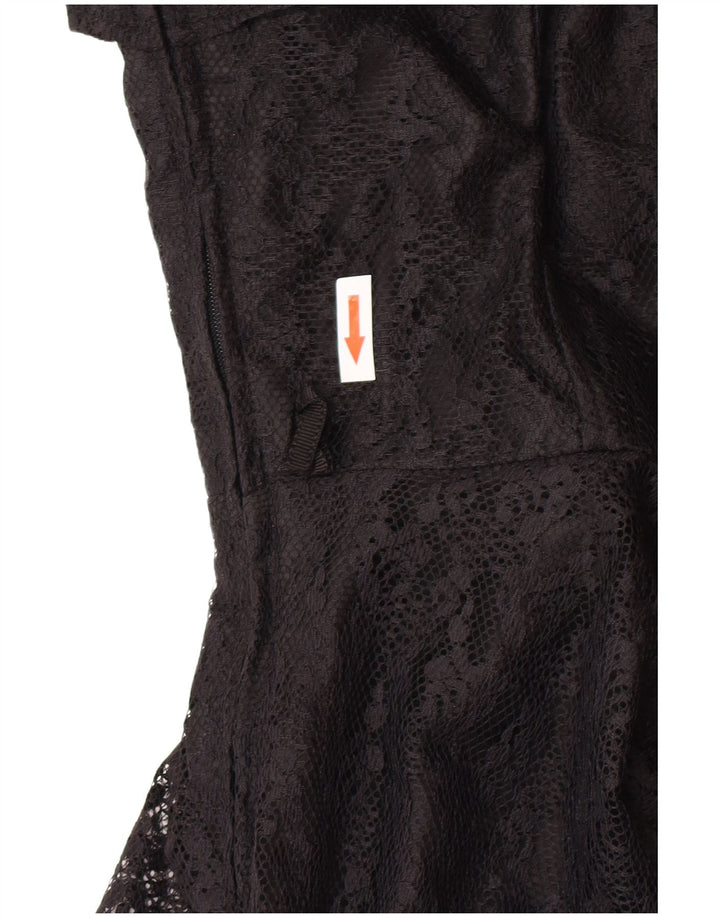 robe bustier femme vintage UK 14 Grand polyamide floral noir