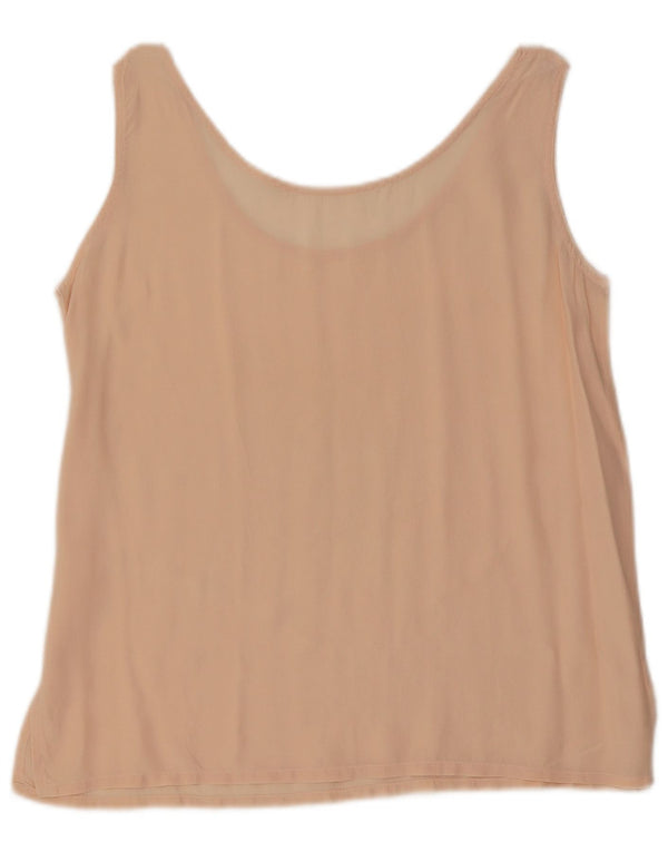 vintage Femme Blouse Sans Manches Top UK 16 Grande Soie Rose