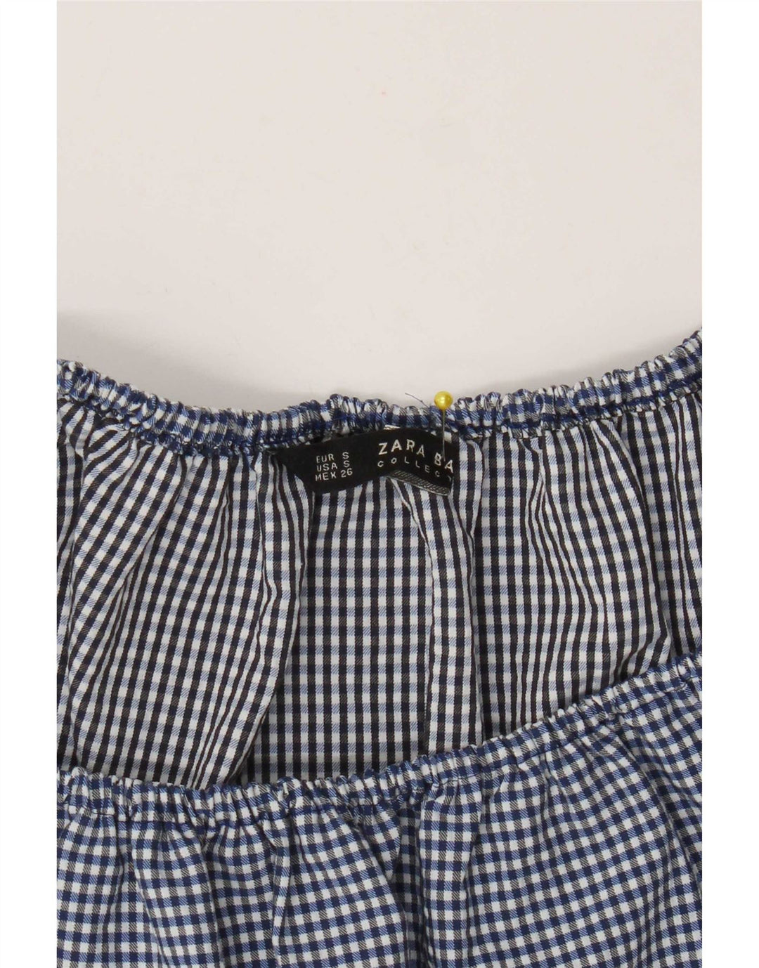 Zara Haut court à épaules dénudées pour femme UK 10 Petit vichy bleu marine
