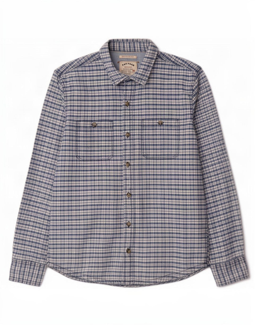 Fat Face Chemise Regular Fit Homme Petit Carreau Bleu Coton