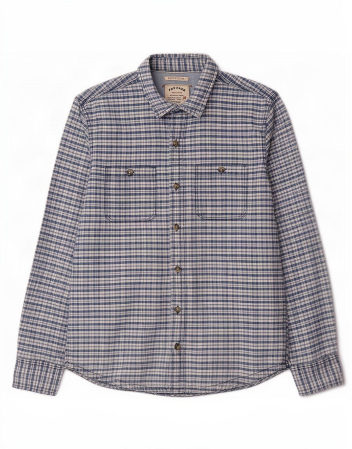 Fat Face Chemise Regular Fit Homme Petit Carreau Bleu Coton