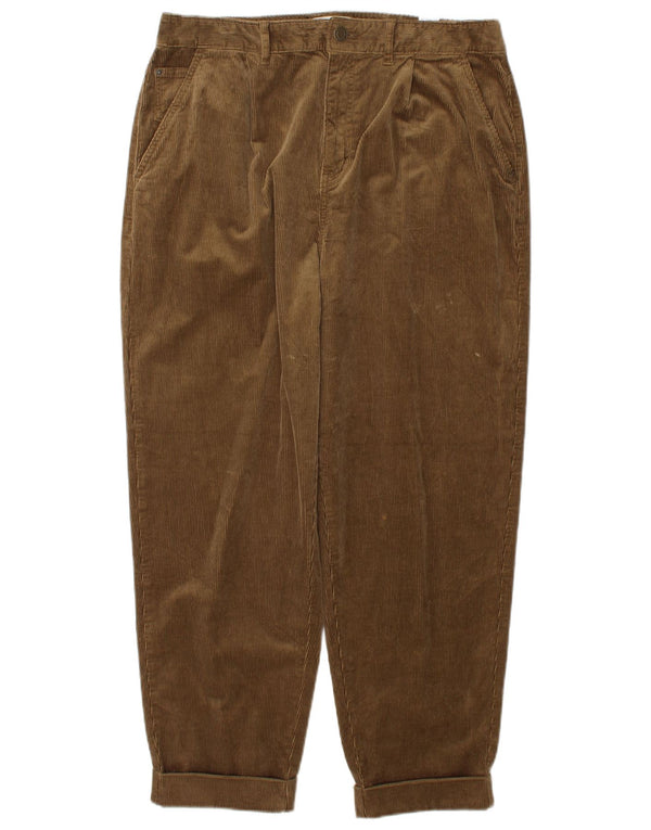 Marks & Spencer Pantalon taille haute en velours côtelé pour femme UK 14 Large W32 L27 Bro
