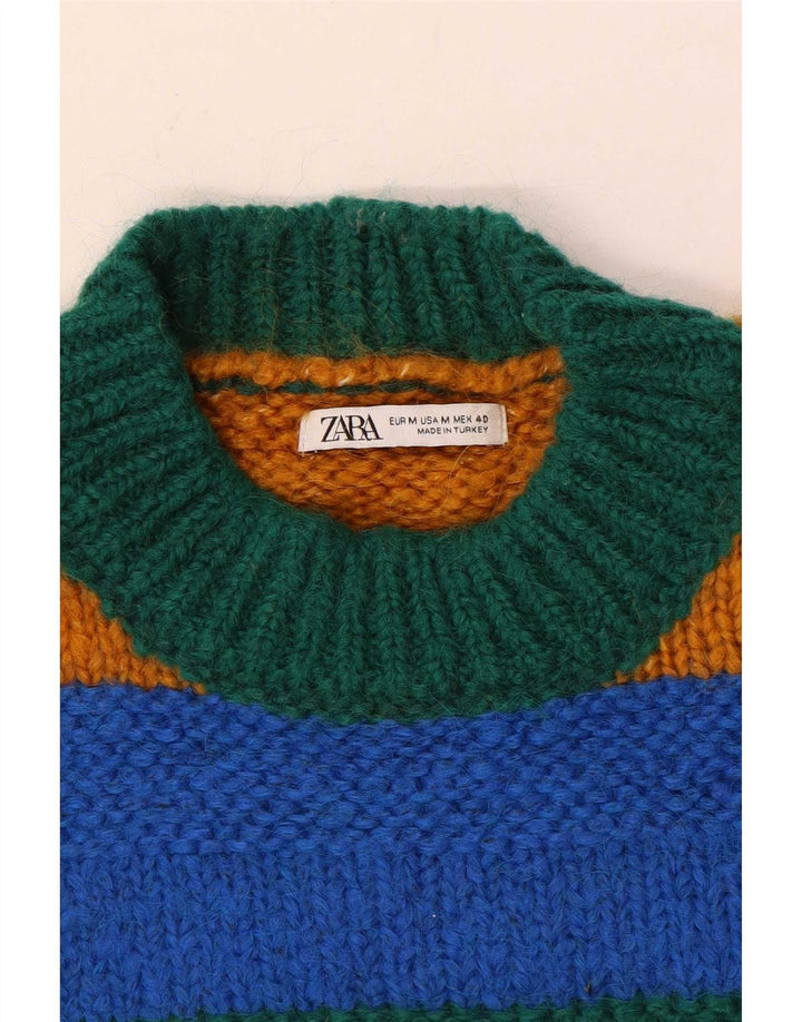Zara Pull ras du cou à rayures multicolores pour homme
