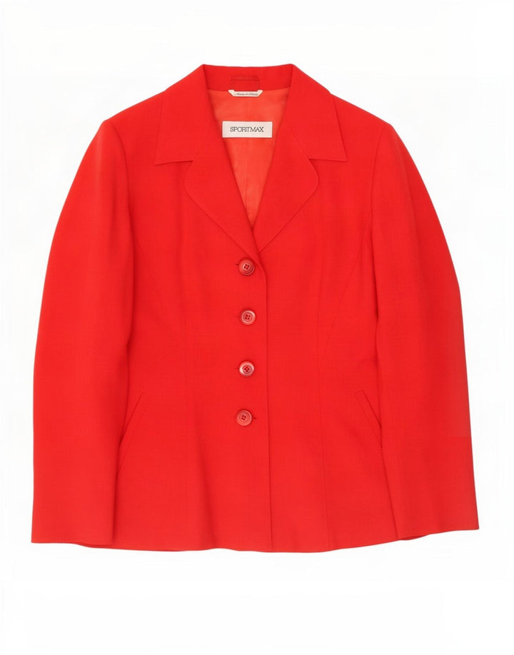 Sportmax Veste Blazer 4 Boutons pour Femme UK 14 Grande Laine Vierge Rouge