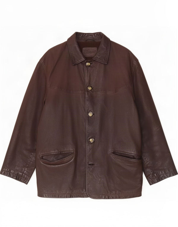 veste en cuir homme vintage UK 44 2XL Marron