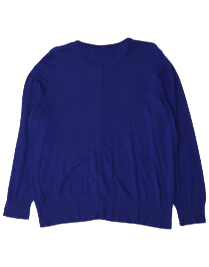 Marks & Spencer Pull Cardigan Femme UK 16 Large Bleu Viscose