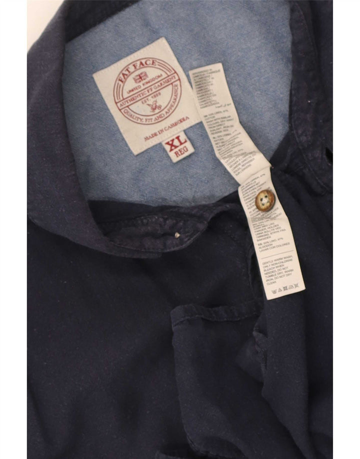 Fat Face Chemise à manches courtes pour homme Coupe régulière XL Bleu marine Lin