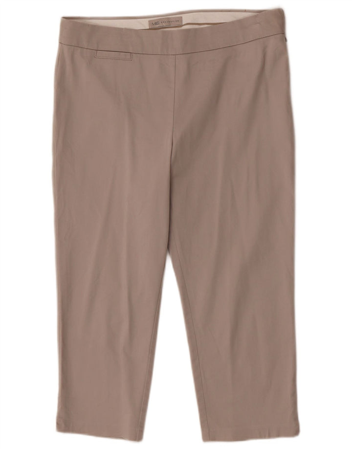 Marks & Spencer Pantalon Capri Femme W30 L20 Coton Beige