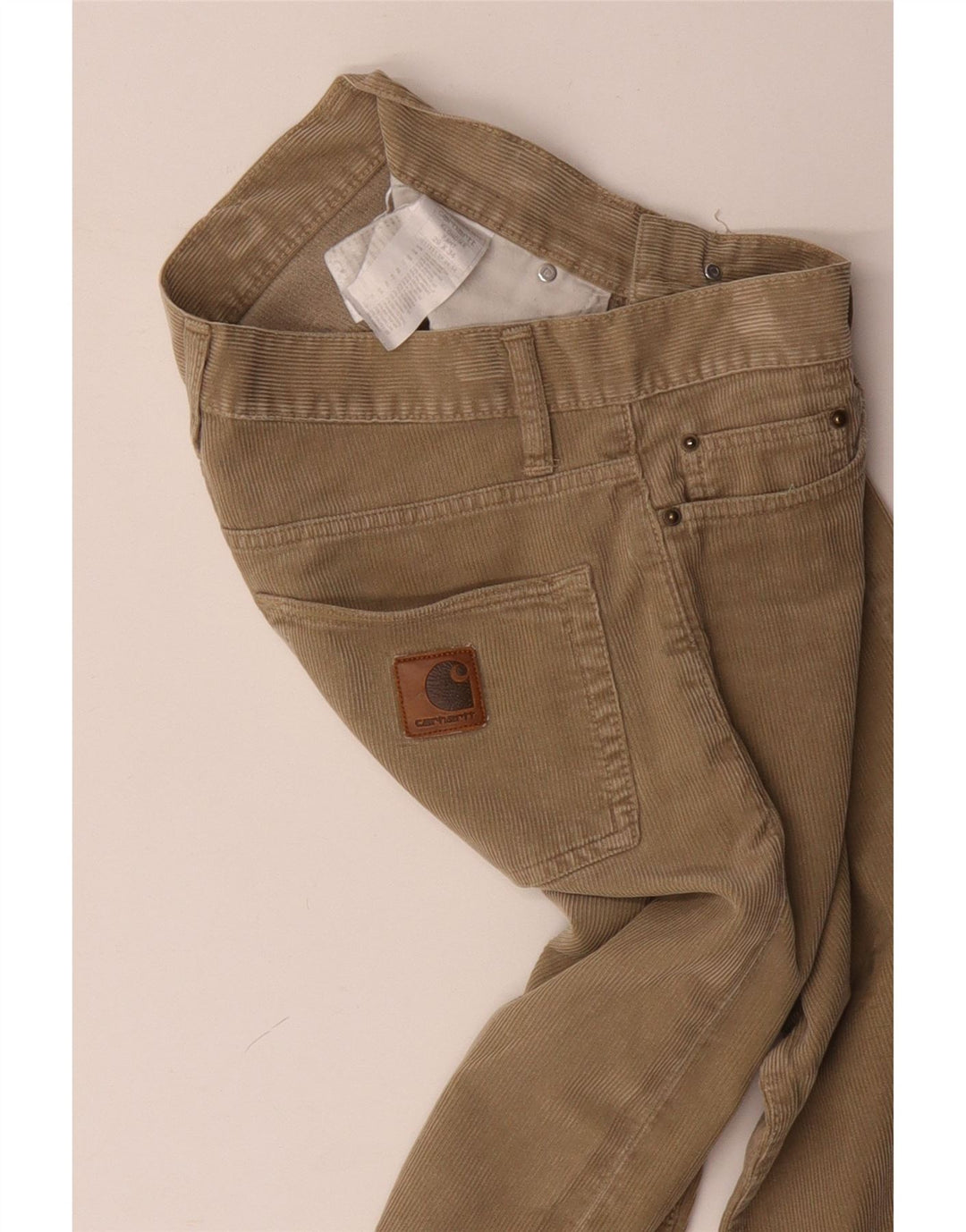 CARHARTT Pantalon droit en velours côtelé pour homme W29 L34 Beige Polyester