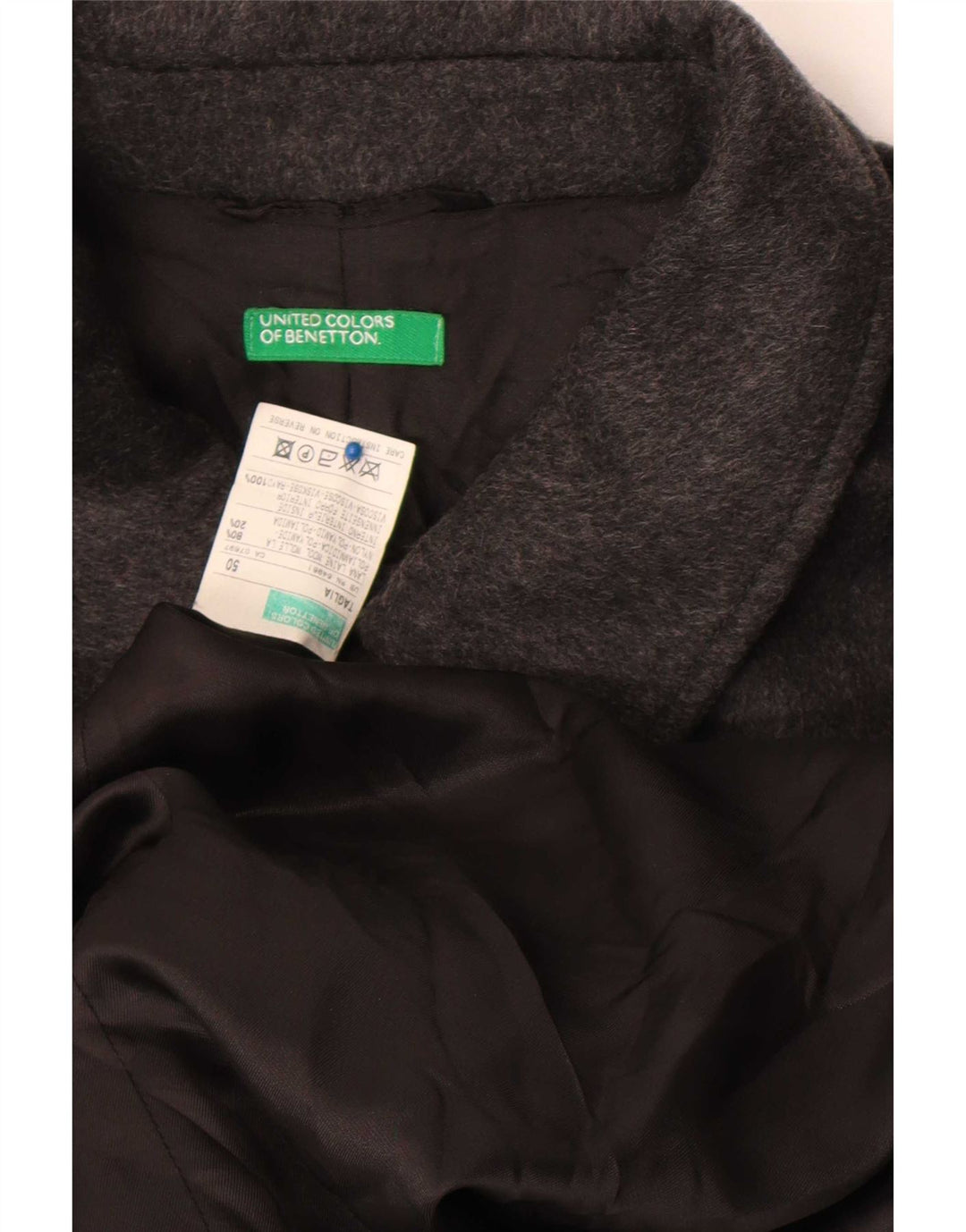 Benetton Pardessus Homme IT 50 Large Gris Laine