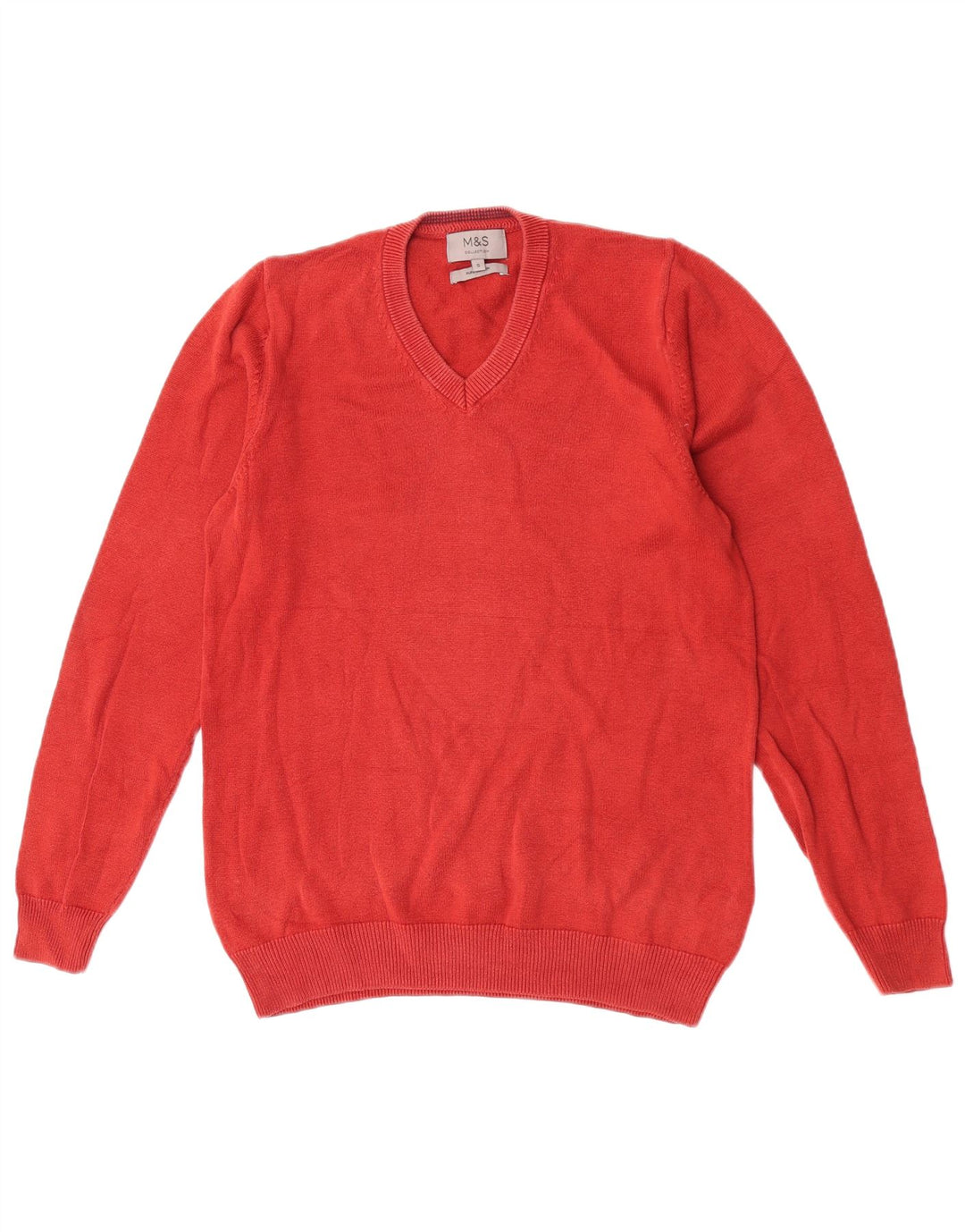 Marks & Spencer Pull col V pour homme en coton orange Taille S