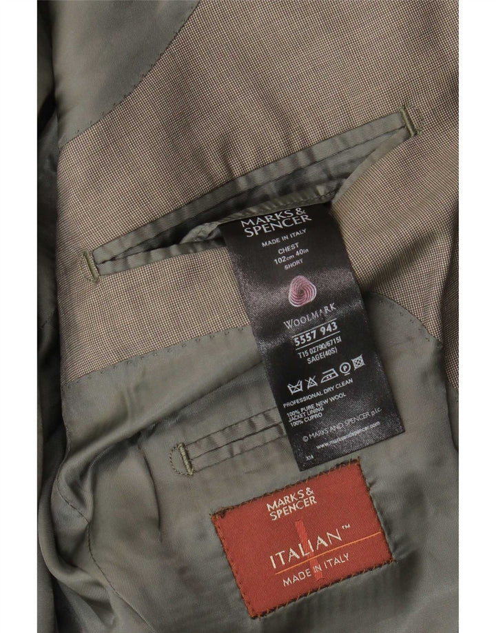 Marks & Spencer Veste blazer à 3 boutons pour homme UK 40 Kaki moyen Laine vierge