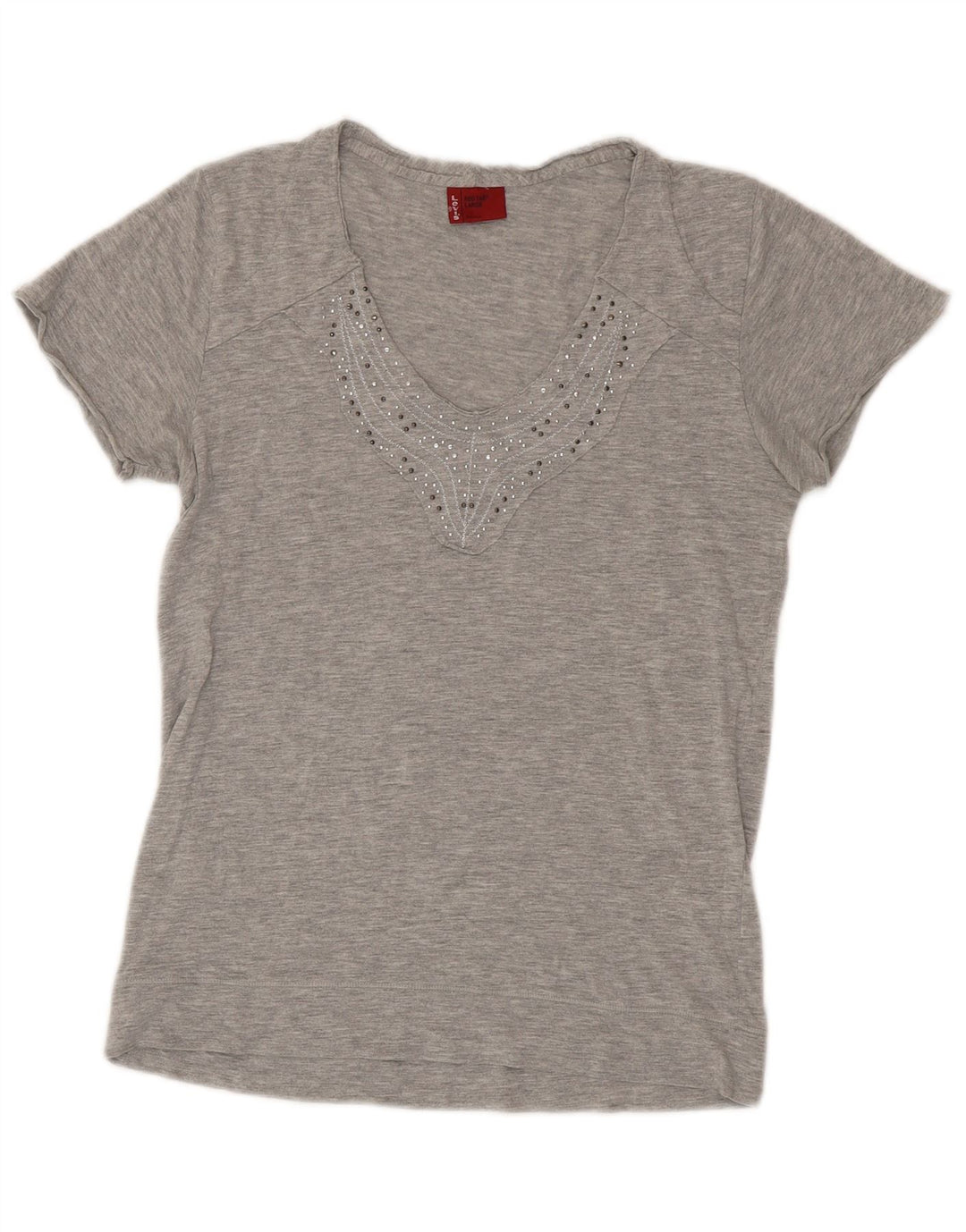 Levi's T-Shirt Femme UK 14 Large Gris Coton
