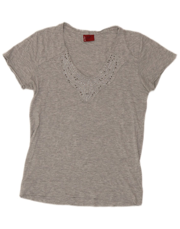 Levi's T-Shirt Femme UK 14 Large Gris Coton