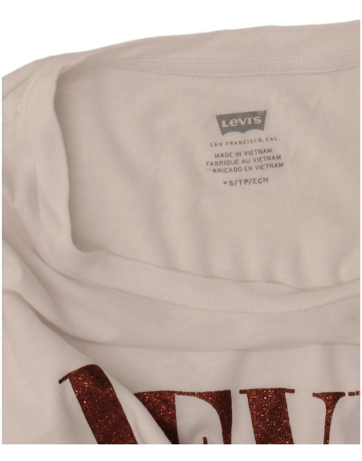 LEVI'S T-shirt graphique pour femme UK 10 Small Blanc