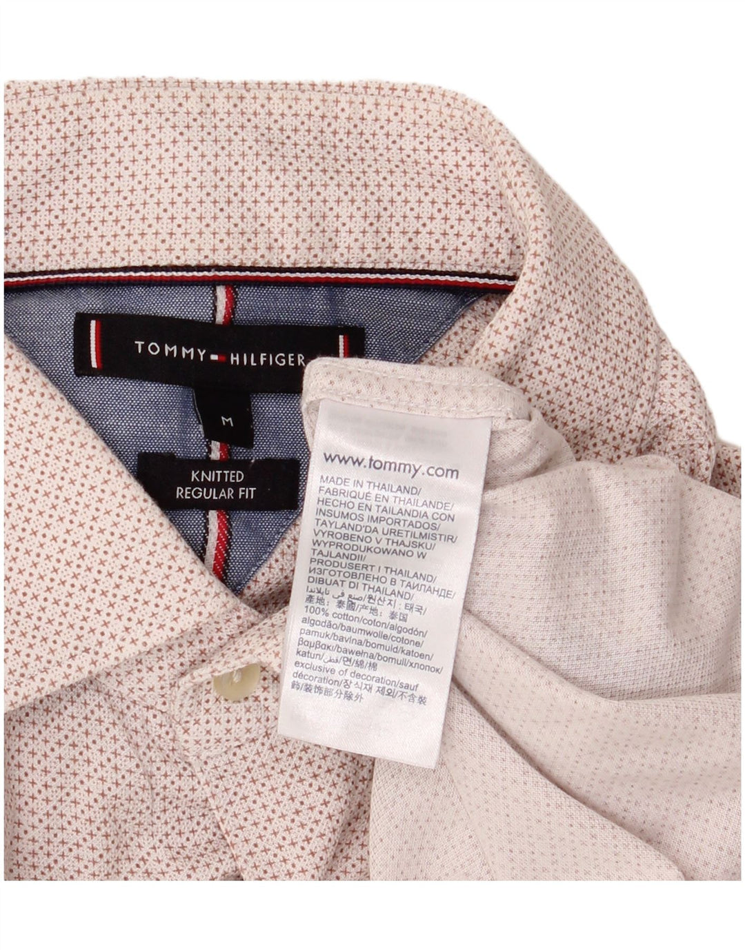 Tommy Hilfiger Chemise Regular Fit Homme Blanc Cassé Géométrique Coton