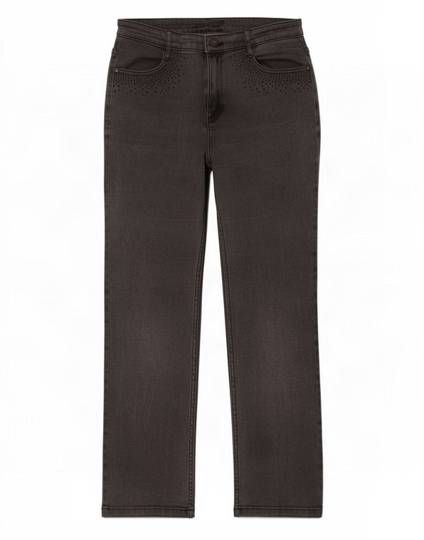 Marks & Spencer Jean droit pour femme UK 12 Medium W30 L29 Gris Coton