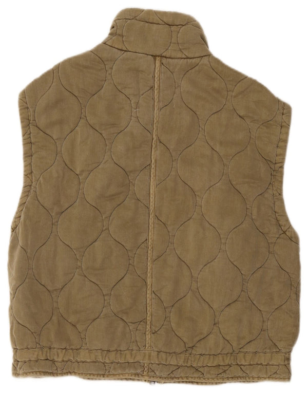 Zara Gilet matelassé surdimensionné pour femme UK 6 XS Kaki Polyester