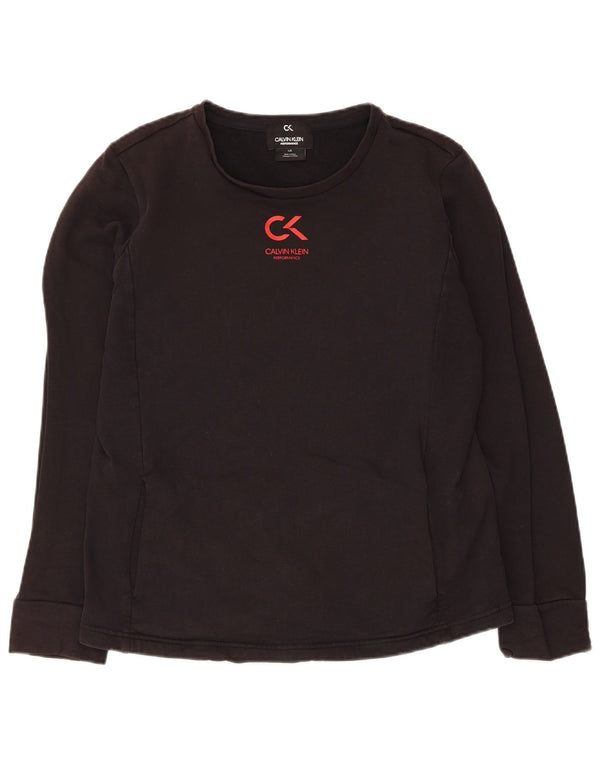 Calvin Klein Haut à manches longues pour femme UK 14 Large Noir Coton