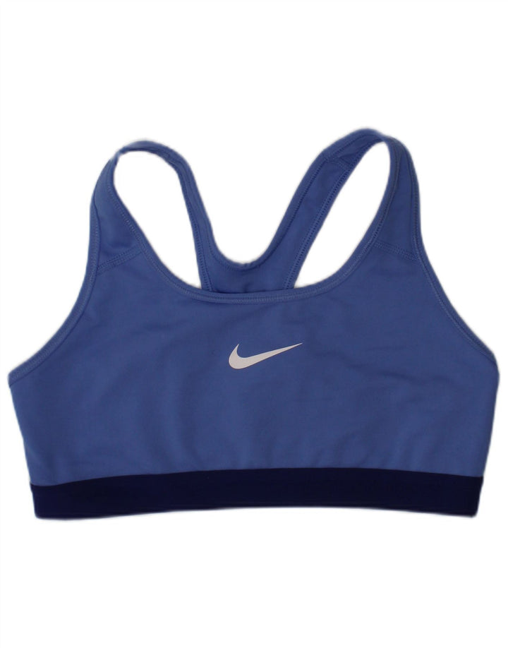 Nike Femme Dri Fit Graphic Sport Brassière Haut Bleu Moyen Polyester Sports