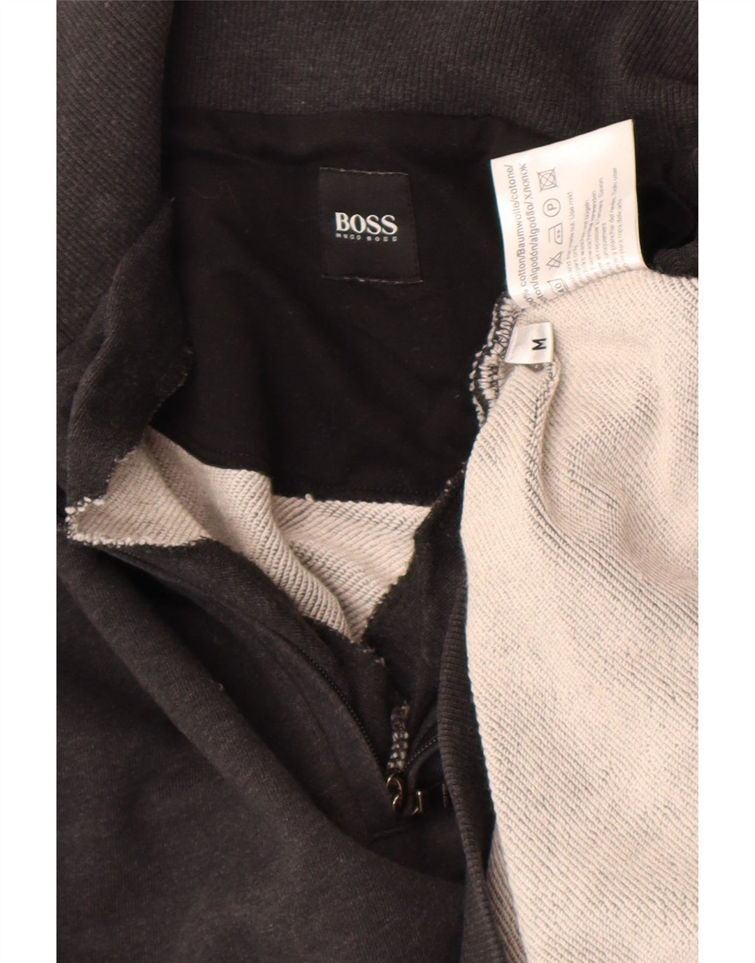 HUGO BOSS Sweat-shirt à col zippé en coton gris moyen homme
