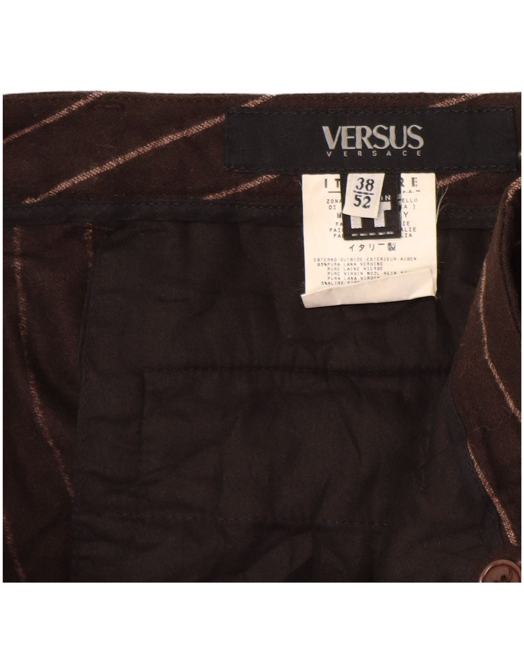 VERSACE Pantalon Versus Casual Femme IT 52 2XL W38 L29 Marron Rayé