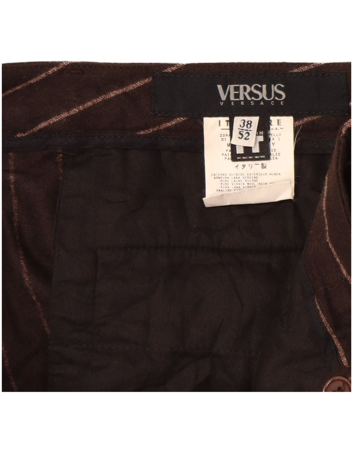 VERSACE Pantalon Versus Casual Femme IT 52 2XL W38 L29 Marron Rayé