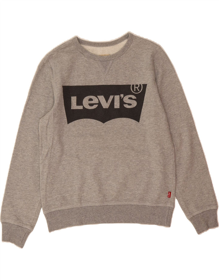 LEVI'S Girls Graphic Sweatshirt Jumper 13-14 Years Grey Vintage Levi's and Second-Hand Levi's from Messina Hembry 