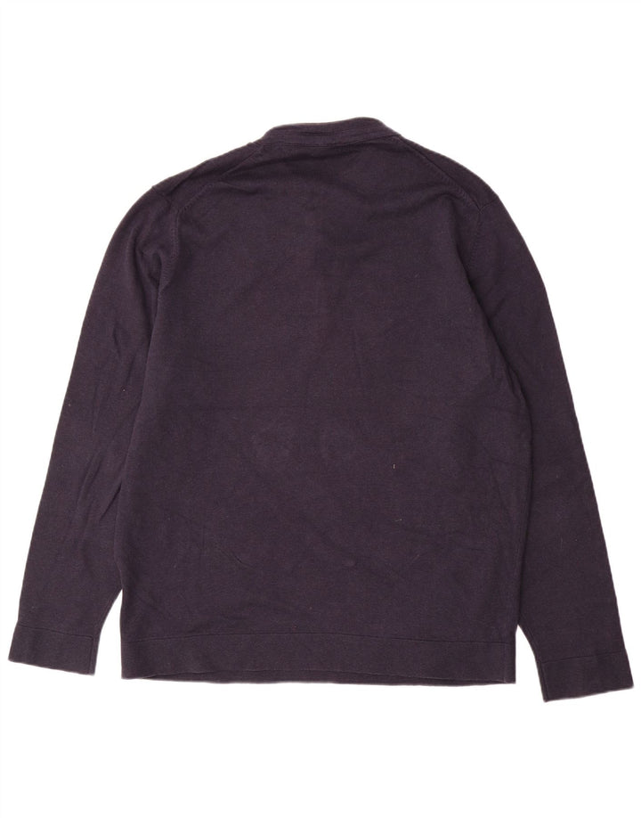 Massimo Dutti Pull col boutonné pour homme XL en coton bleu marine