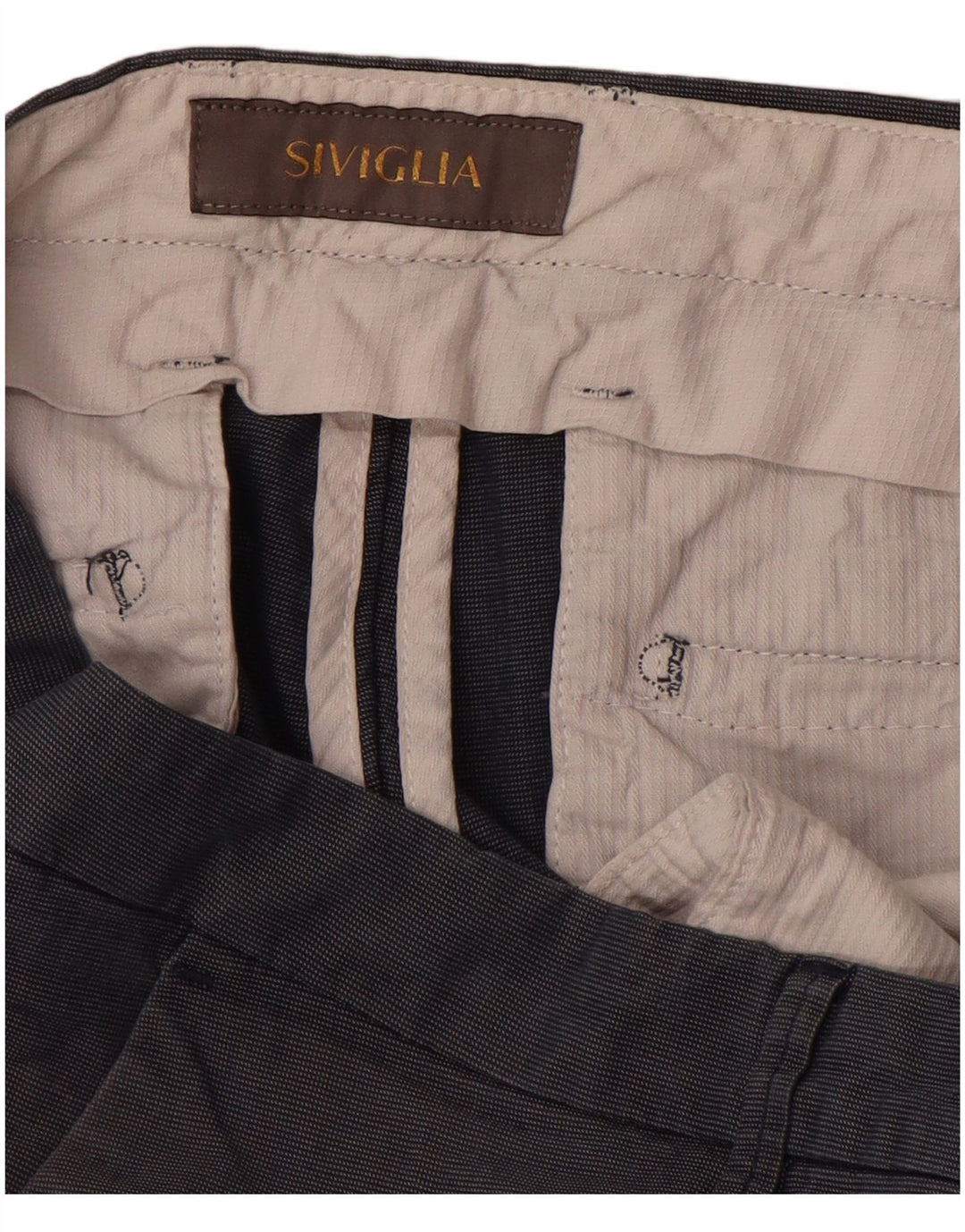 SIVIGLIA Pantalon Chino Droit Homme W35 L32 Bleu Marine Coton