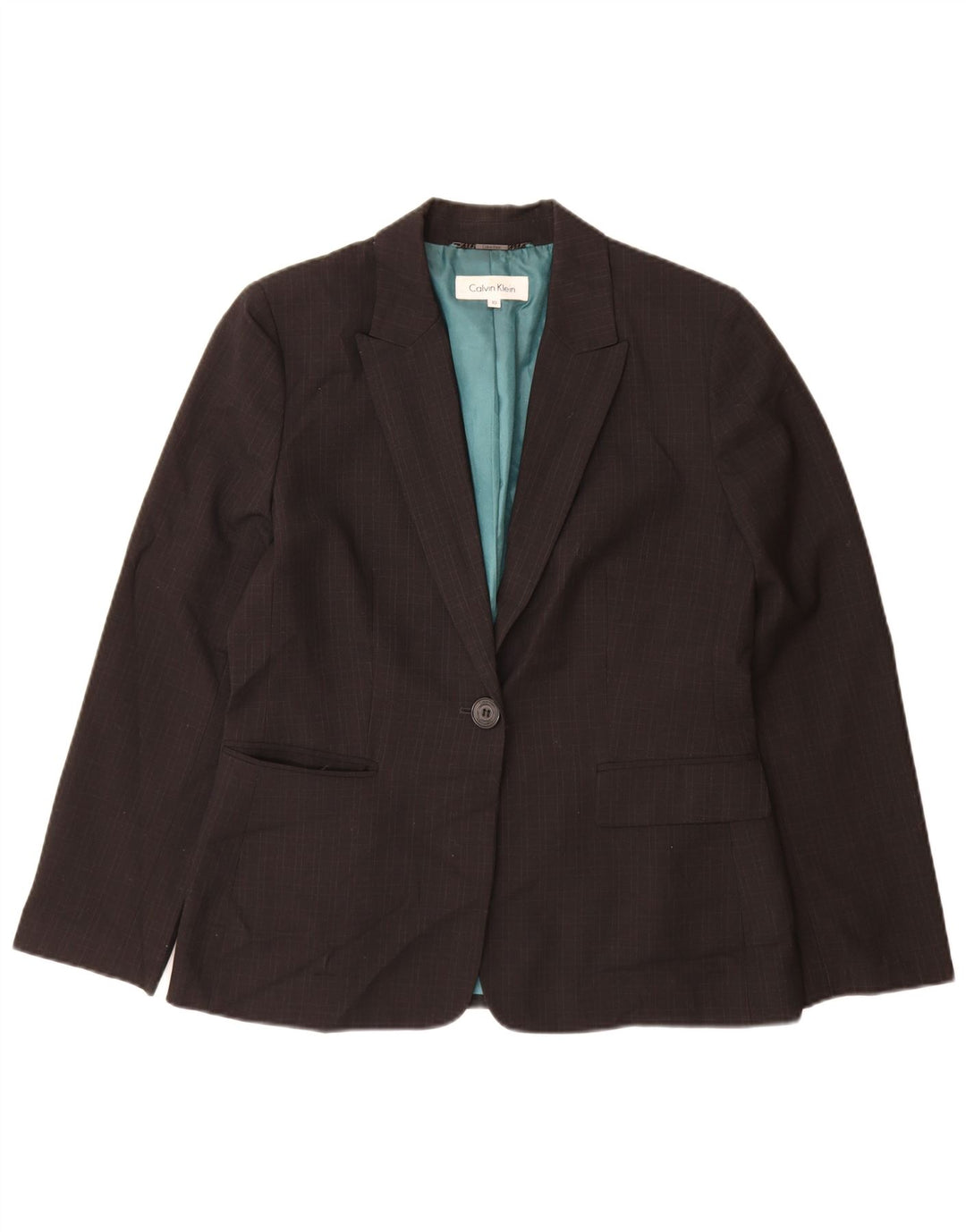 Calvin Klein Veste Blazer Femme UK 10 Petit Carreau Noir Polyester