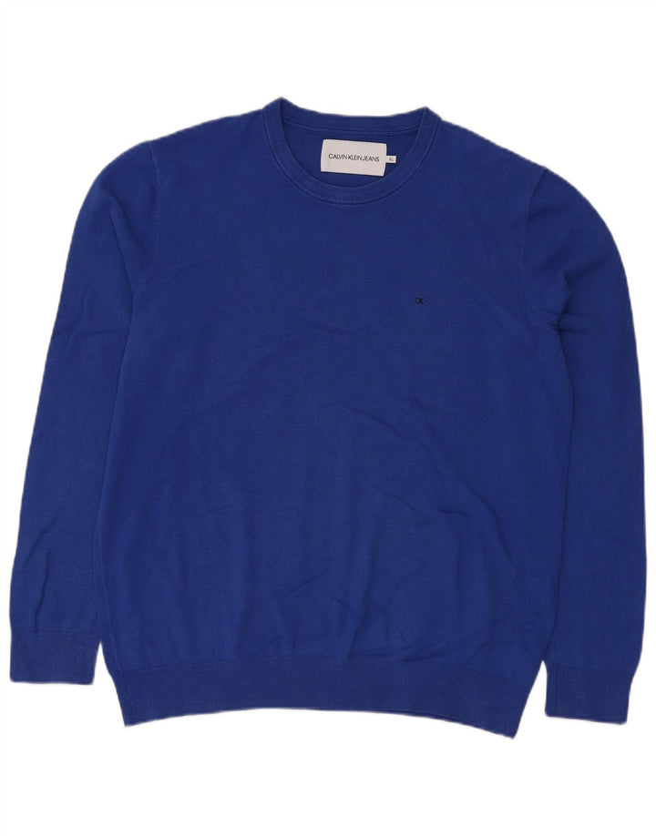 CALVIN KLEIN JEANS Pull col rond homme XL bleu coton
