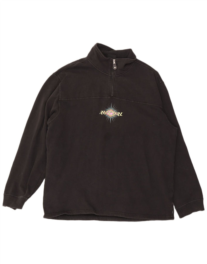 RIP CURL Sweat-shirt graphique à col zippé pour hommes, grand coton noir
