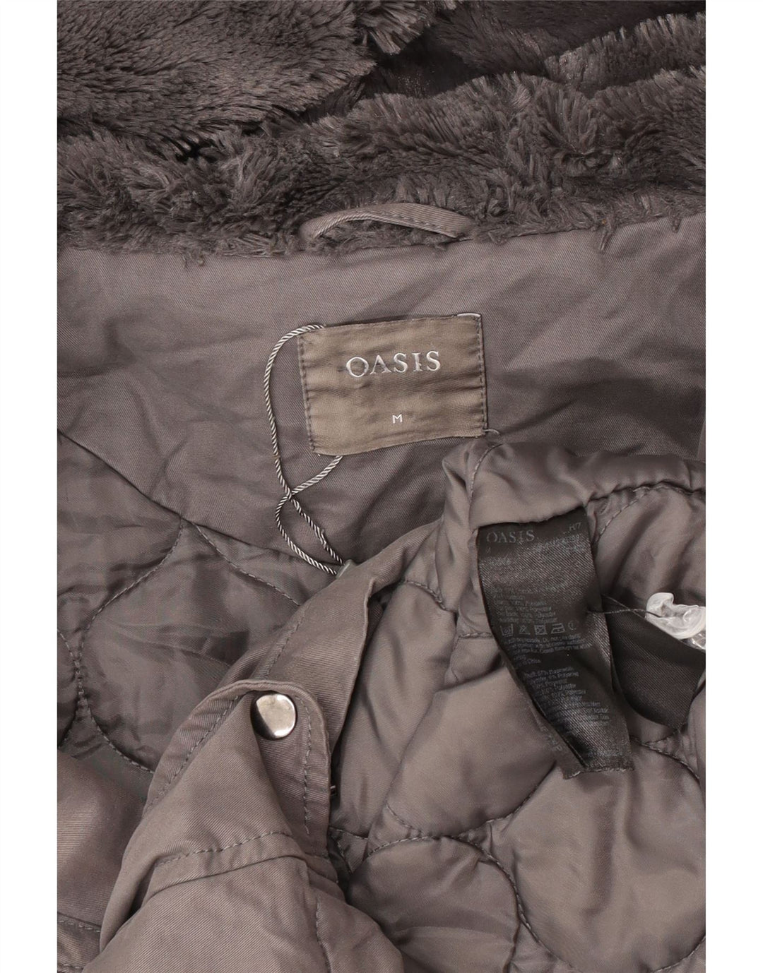 Oasis Parka à capuche pour femme UK 14 Gris moyen Polyester