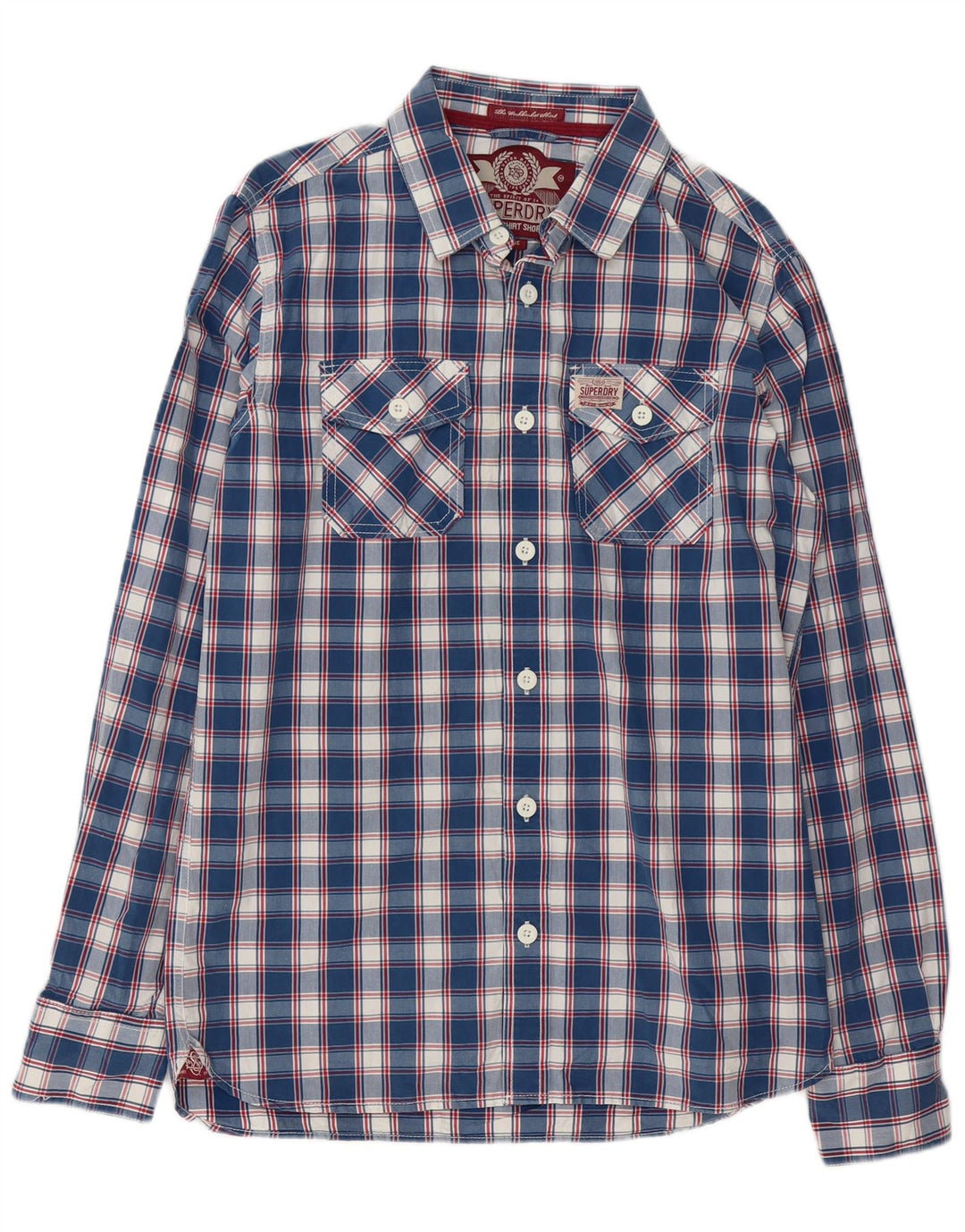 Superdry Chemise Homme Grand Carreau Bleu Coton
