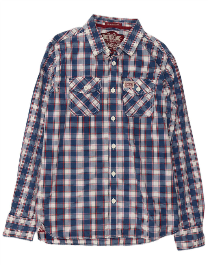 Superdry Chemise Homme Grand Carreau Bleu Coton