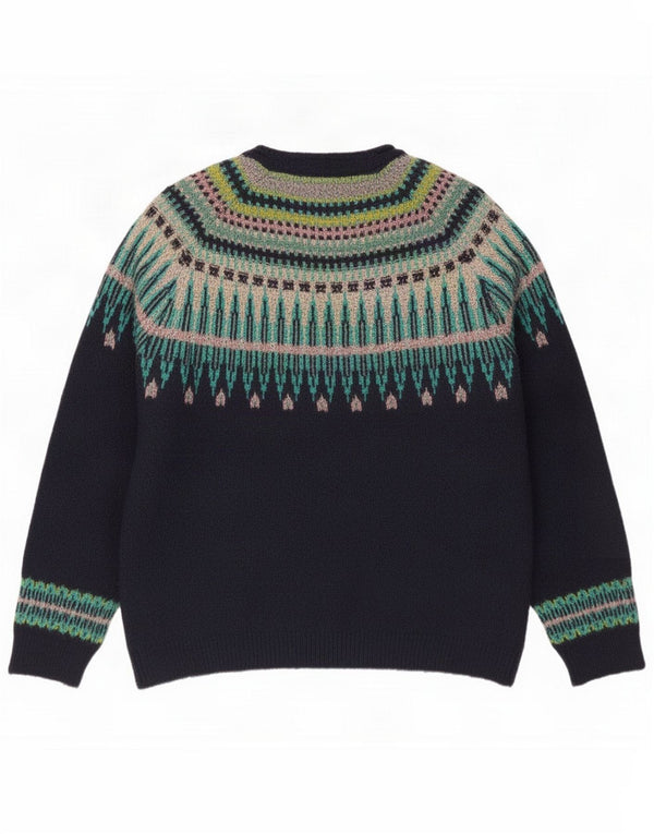 Weird Fish Pull col bateau pour femme UK 12 Bleu marine moyen Fair Isle