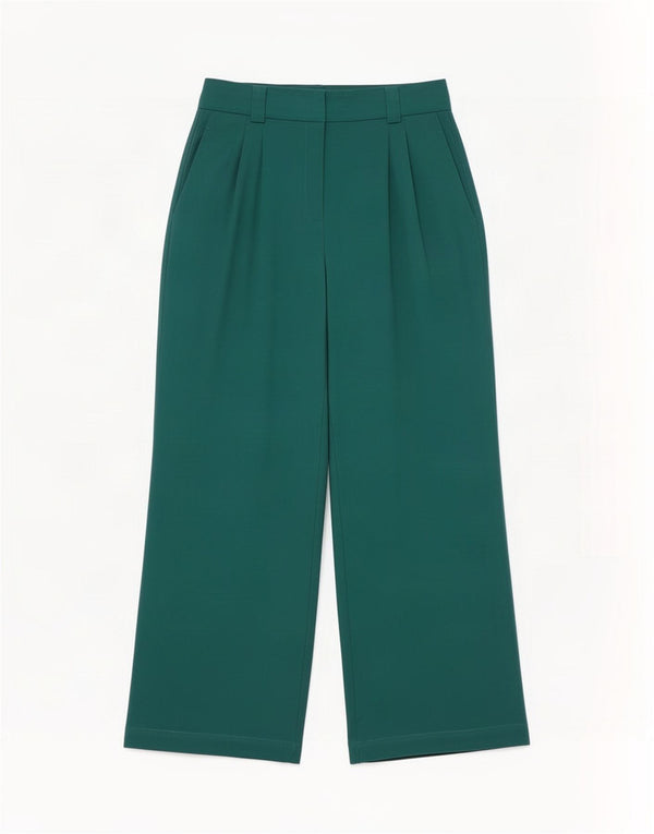 Marks & Spencer Pantalon décontracté taille haute pour femme UK 10 Small W28 L28 Vert