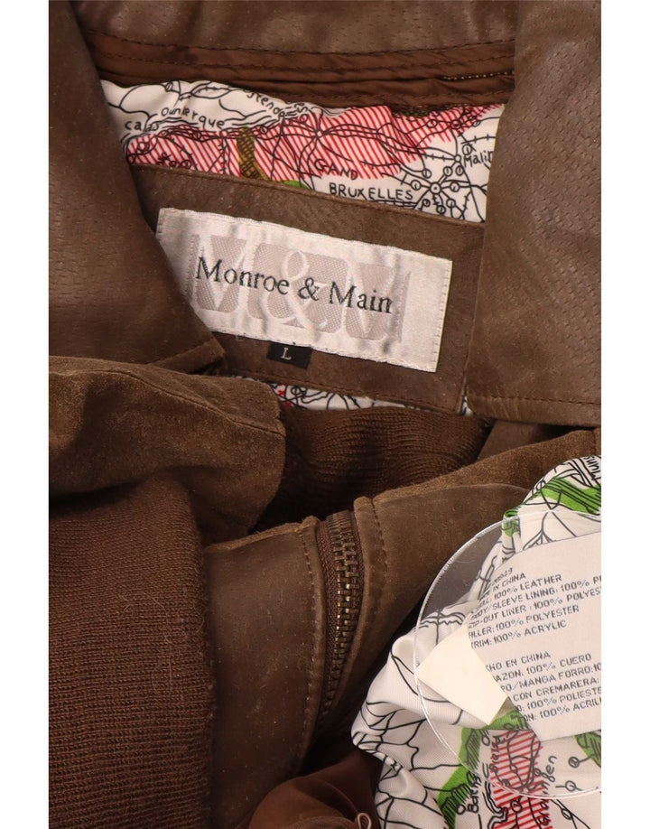 Monroe & Main Veste en cuir graphique pour homme Taille L Marron
