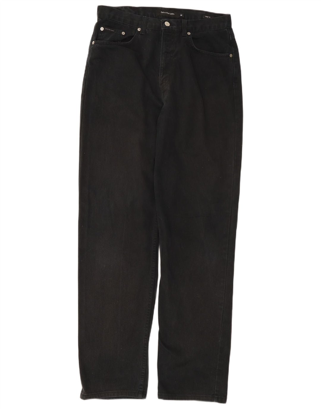 CALVIN KLEIN Jean droit coupe facile pour homme W32 L32 noir coton