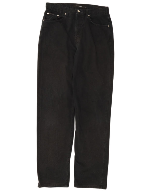 CALVIN KLEIN Jean droit coupe facile pour homme W32 L32 noir coton