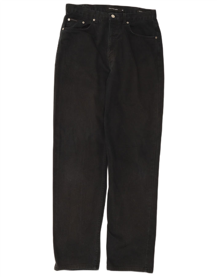CALVIN KLEIN Jean droit coupe facile pour homme W32 L32 noir coton