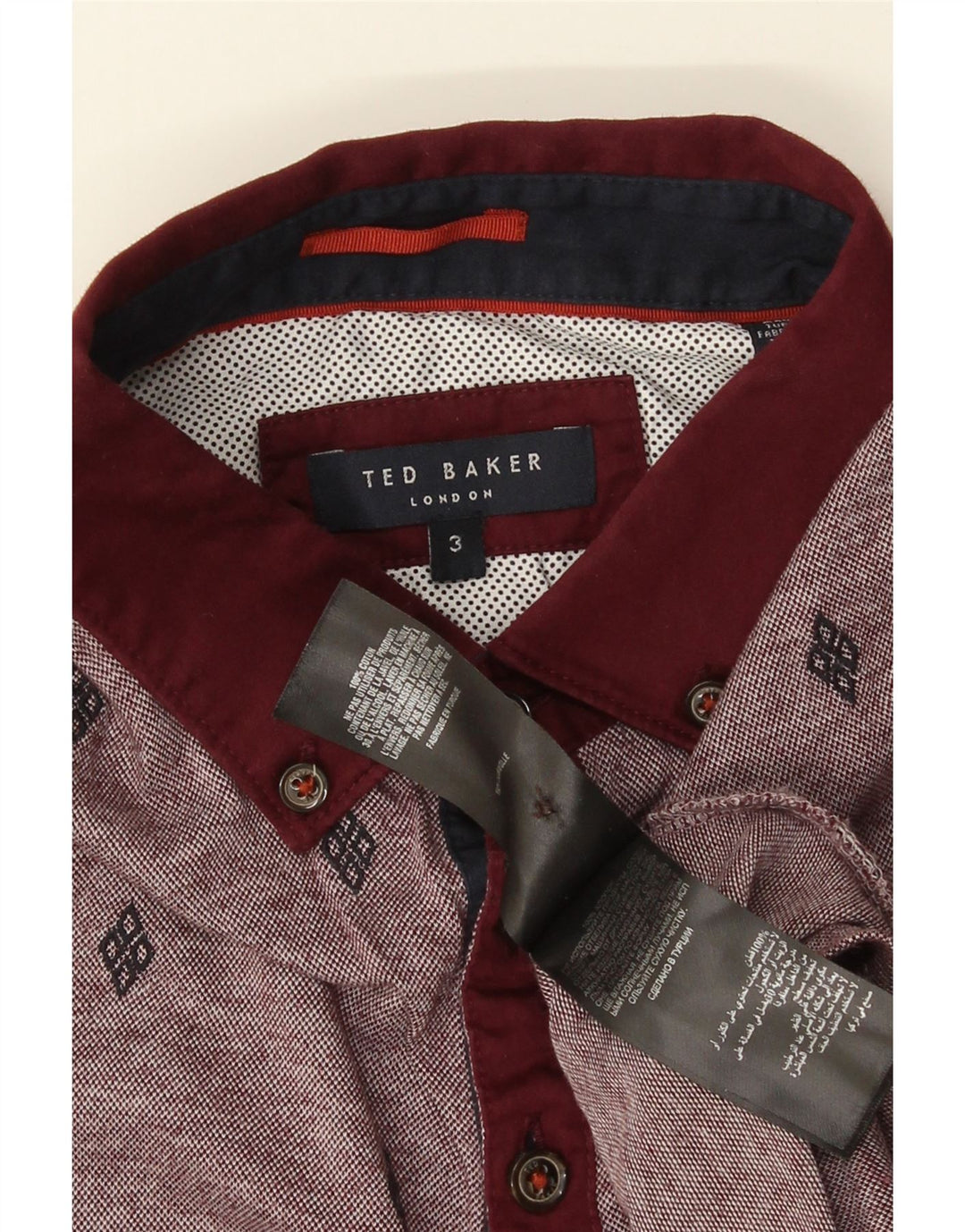 Ted Baker Polo homme taille 3 coton tacheté bordeaux moyen